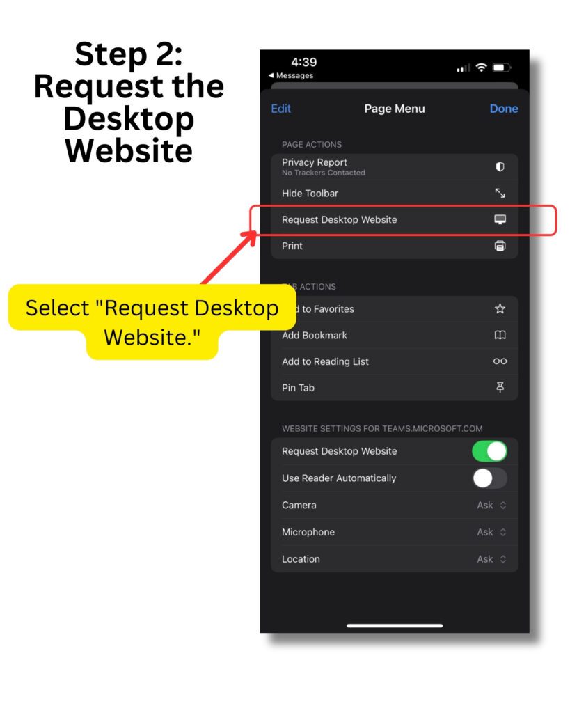 Step 2 - Request Desktop