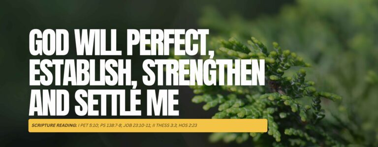 God Will Perfect, Establish, Strengthen And Settle Me